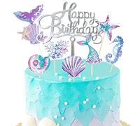 Torytoe Décoration Gâteau Sirène pour Anniversaire Fille, Cake Topper Mermaid, Cupcake Décor pour Enfants et Baby Shower