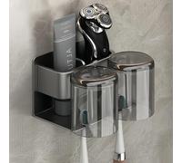 Torytoe Porte Brosse à Dents, Support Brosse a Dent Murale sans Percer avec 2 Gobelets pour Brosses à Dents Auto-adhésif Porte-Brosse à Dents Electrique