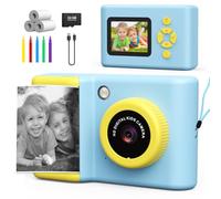 Tosaju Appareil Photo instantané pour Enfants avec Papier d'impression et Carte TF 32 Go caméra vidéo avec stylos de Couleur Cadeau d'anniversaire de Noël pour Bleu