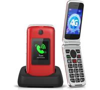 Tosaju Téléphone Pliable 4G Sans Contrat - Grand Écran, Bouton SOS, Double SIM, Station de Charge, Batterie Longue Durée 1200mAh