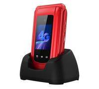 Tosaju Téléphone Portable 4G Téléphone à clapet à Gros Boutons pour Personnes âgées débloqué Simple et Facile à Utiliser avec écran 2,4" + 1,8" Bouton SOS Station de Charge et Batterie 1000 mAh Rouge