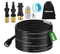TOSAVGA 15M Tuyau Déboucheur Canalisation Haute Pression pour Karcher K2 K3 K4 K5 K6 K7 pour Furet Karcher Tuyau, Flexible pour Nettoyeur Haute Pression 180 bar pour Lavor, pour Bosch, pour Parkside