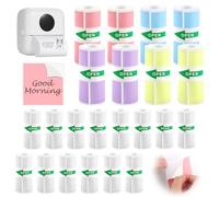 TOSAVGA 22 Rouleaux Papier Imprimante Thermique, Papier Appareil Photo Enfant(57 x 25MM), Rouleau Imprimante Thermique, Papier Thermique Autocollant pour Mini Imprimante - Blanc+Couleurs