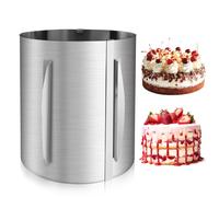 TOSAVGA Cercle a Patisserie, Cercle Patisserie 20 CM, Reglable Cercle Gateau Extensible Ø 16-30 cm, Anneau à gâteaux en Acier Inoxydable, avec échelle, pour la Cuisson et la décoration