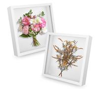 TOSAVGA Lot de 2 Cadre photo 3D, Cadre Profond 20x20 cm, Vitrine Cadre 3D, Cadre photo en bois pour remplissage 3D, pour Photos, Bouquet de Mariage, Souvenirs, Diamond Painting et Décoration DIY