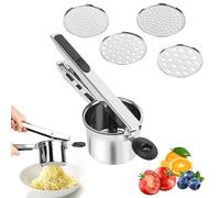 TOSAVGA Presse-purée, Presse puree en acier inoxydable avec 4 Disques Interchangeables, Manuel à Pommes de Terre, pour la purée de pommes de terre, Aliments pour bébés, la purée de légumes