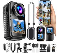 TOSBARRFT Caméra Sport 5K 64MP, Mini Caméra d’Action Magnétique 66g, Double Écran 1,3", Caméra Vlog POV pour Vélo & Voyage, Stabilisation 1080P, Étanche 30M avec Boîtier, Carte 64Go