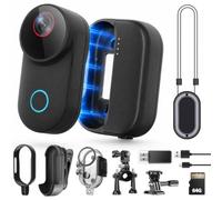 TOSBARRFT T71M Mini Caméra Sport 4K, Caméra POV pour Moto & Vélo, Stabilisation EIS 6 Axes, Grand Angle 154°, Carte 64 Go, Boîtier De Charge, Support Magnétique, Caisson Étanche 30 M