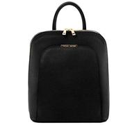 Toscane Cuir TLBag Saffiano Sac À Dos En Cuir pour Femmes, schwarz., One Size