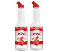 Toschi® | Fraise préparée pour boissons à base de jus et purée fraises | Sirop sans alcool pour mélange idéal cocktail et longue boisson - 2 x 1 litre