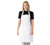 TOSHE Tablier de cuisine en coton résistant aux gouttes d'eau avec poches, tablier réglable pour femme, 10 options de couleur, tablier de cuisine blanc