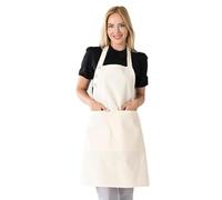 TOSHE Tablier de cuisine en coton résistant aux gouttes d'eau avec poches pour femme - 10 options de couleur crème (crème)