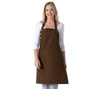 TOSHE Tablier de cuisine en coton résistant aux gouttes d'eau avec poches pour femme - 12 options de couleur - Marron