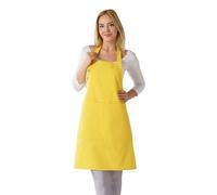TOSHE Tablier de cuisine en coton résistant aux gouttes d'eau avec poches, tablier réglable pour femme, 10 options de couleur, tablier de cuisine jaune (jaune)