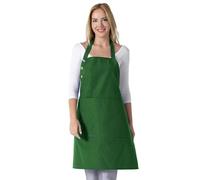 TOSHE Tablier de cuisine en coton résistant aux gouttes d'eau avec poches, tablier réglable pour femme, 12 options de couleur, tablier de cuisine vert (vert)