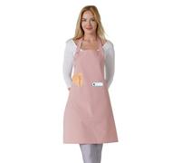 TOSHE Tablier de cuisine en coton résistant aux gouttes d'eau avec poches, tablier réglable pour femme, 10 options de couleur, tablier rose poudré (rose poudré)