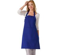 TOSHE Tablier de cuisine en coton résistant aux gouttes d'eau avec poches, tablier réglable pour femme, 10 options de couleur, tablier bleu marine