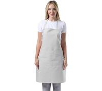 TOSHE Tablier de cuisine en coton résistant aux gouttes d'eau avec tabliers réglables pour femme avec poches, 10 options de couleur, tablier de cuisine argenté
