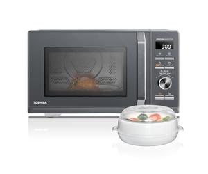 Toshiba Four à Micro-ondes Multifonction 26L,MW3-AC26SFI(MG), Grande capacité, Combiné 6-en-1 avec Friteuse à Air, Chef Defrost, Avec bol vapeur, Gris Morandi