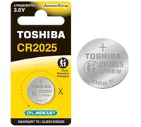 Toshiba Pile CR2025 Bouton, Batterie Lithium 3V, Ultra Longue Durée, 10 Ans de Conservation, sans Mercure, Idéale pour Télécommandes, Appareils Connectés, Calculatrices, Clés de Voiture, 40700105