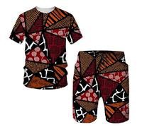 TOSHIKII Ensemble Short Ankara Africain pour Hommes, Ensemble Court Ethnique Kente Dashiki, Tenues d'été