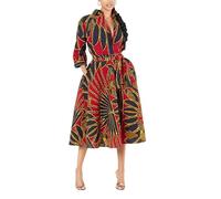 TOSHIKII Robe Africaine Vintage pour Femme, Balançoire à Imprimé Ethnique Ankara, Florale Traditionnelle à Imprimé Dashiki