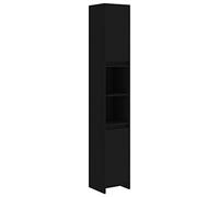 Toshilian Armoire de Salle de Bain, Meuble Colonne Haut de Rangement Noir 30x30x183,5 cm en Aggloméré