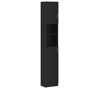 Toshilian Armoire de Salle de Bain, Meuble Colonne Haut de Rangement Noir 32x25,5x190 cm en Aggloméré