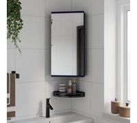 Toshilian Armoire Murale avec Miroir, Meuble de Rangement Salle de Bain Suspendue Armoire de Toilette Armoire de Bain à Miroir d'angle Gris 30x24x60 cm