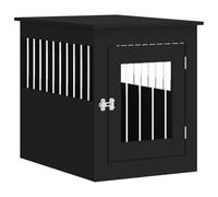 Toshilian Cage pour Chien Intérieur, Niche pour Chien Maisonnette pour Animaux Meuble de Cage pour Chiens Noir 55x75x65 cm Bois d'ingénierie, Ventilée, Fonction 2 en 1