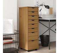 Toshilian Caisson de Bureau Mobile, Caisson de Rangement sur roulettes Meuble de Rangement Armoire roulante avec tiroirs Moss Bois de pin Marron Miel