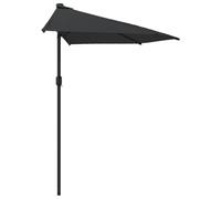 Toshilian Demi-Parasol, Demi Parasol de Balcon Semi-Circulaire Parasol de Jardin Parasol de balcon avec mât en aluminium Noir 270x144x222cm Demi