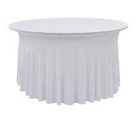 Toshilian Lot de 2 Nappes Ronde, Nappe de Table Couverture de Table Nappes élastiques de Table avec Jupon 2 pcs 180x74 cm Blanc