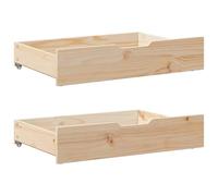 Toshilian Lot de 2 Tiroirs de Rangement sous Lit, Boîte de Rangement Bac de Rangement Vetement Tiroirs sous le lit avec roulettes 2 pcs 80x55x16 cm pin massif