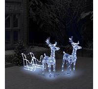 Toshilian Lumineux Extérieur, Décoration de Noël Rennes et Traîneau 160 LED 130 cm Acrylique