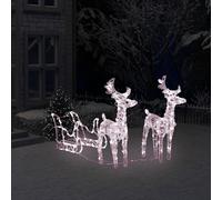 Toshilian Lumineux Noël Exterieur, Déco Noël Décoration de Noël Rennes et traîneau 160 LED 130 cm Acrylique