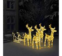 Toshilian Lumineux Noël Exterieur, Déco Noël Décoration de Noël Rennes et traîneau 280x28x55 cm Acrylique