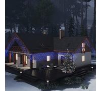Toshilian Lumineux Noël Exterieur, Déco Noël Rideau lumineux à glaçons LED 10m 400 LED Bleu 8 fonctions