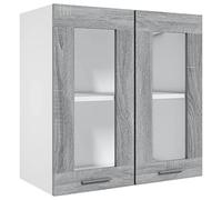 Toshilian Meuble Haut de Cuisine, Armoire de Cuisine Murale élément Haut Armoire vitrée Suspendue Sonoma Gris 60x31x60cm Bois ingénierie