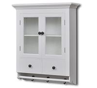 Toshilian Meuble Haut de Cuisine, Armoire de Cuisine Murale élément Haut Placard Mural de Cuisine avec Porte en Verre Bois Blanc