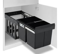 Toshilian Poubelle Encastrable Sous Évier Coulissante - Système de Tri Sélectif de Cuisine avec Fermeture en Douceur 36 L