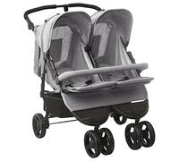 Toshilian Poussette Double pour Jumeaux, Pliable, Gris Clair, Acier