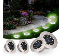 TOSHIN 4 Pièces Lumière Solaire Extérieur Jardin, 8 LED Lampe Solaire Au Sol Étanche IP65, Lampe Solaire Spot Encastrable pour Chemin, Cour, Terrasse, Pelouse, Jardin, Blanc Froid