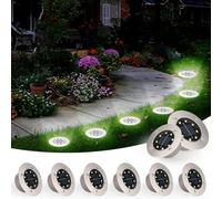 TOSHIN 8 Pièces Lumière Solaire Extérieur Jardin, 8 LED Lampe Solaire Au Sol Étanche IP65, Lampe Solaire Spot Encastrable pour Chemin, Cour, Terrasse, Pelouse, Jardin, Blanc Froid