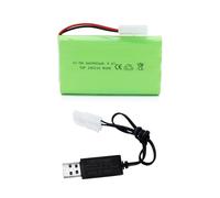 Tosiicop Batterie NiMH 9,6 V 2400 mAh - Batterie AA rechargeable pour voiture télécommandée avec prise Tamiya KET-2P et câble de charge USB pour pièce de rechange RC Car Tank Boat Batteries (9,6 V