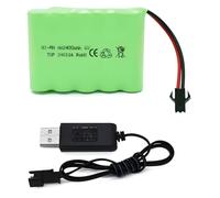 Tosiicop Batterie RC 6 V 2400 mAh - AA NiMH - Rechargeable - Avec prise SM-2P et câble de charge USB pour télécommande - Pour voiture RC Truck Auto Stunt Véhicules Bat