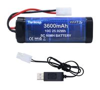 Tosiicop Batterie RC NiMH 7,2 V 3600 mAh - 7,2 V - Batterie de voiture RC compatible avec prise Tamiya - Batterie de voiture télécommandée pour voiture, camion, monster, camion, bateau, buggy, avion
