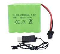 Tosiicop Pack de Batterie RC 4,8V 2400mAh - Batterie Rechargeable AA NiMH avec Prise SM-2P et Câble de Charge USB pour Voiture Télécommandée Crawler 4x4 Trucks SY-E511 Excavateur RC(4,8V 2400mAh)