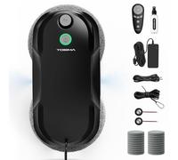 Tosima W5 Pro 6400 Pa Robot Laveur de Vitre, Double Pulvérisation d'eau Ultrasonique, Nettoyeur de Vitre Automatique, Télécommande, 20 Chiffons en Microfibre (Noir)