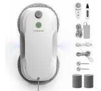 Tosima W5 Robot Nettoyeur de Vitres-avec Double Bec Pulvérisation,Aspiration à Fréquence Variable, Triple Système de Sécurité, Fonction de Détection des Bords, Navigation Intelligente (Blanc)